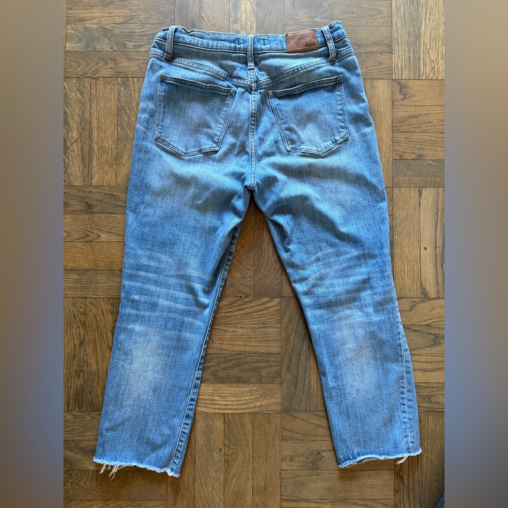 Madewell Light Blue Distressed Cropped Jeans Size 28 - Picture 2 of 4